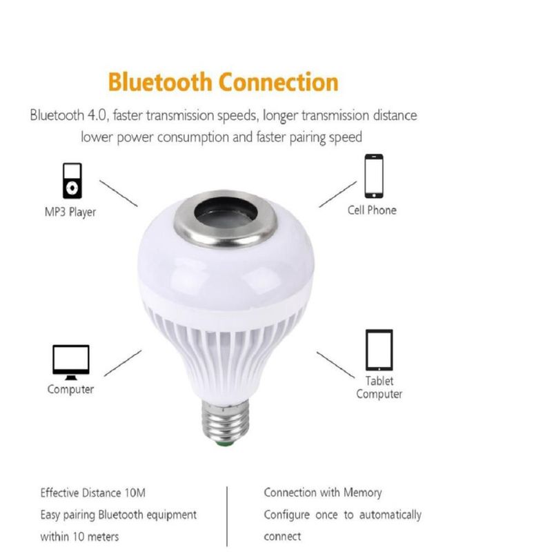 Foco Led Rgb Con Bocina Bluetooth Y Control Remoto