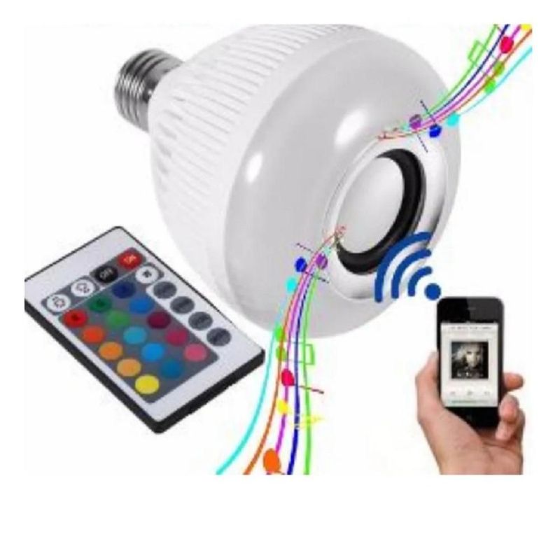 Foco Led Rgb Con Bocina Bluetooth Y Control Remoto