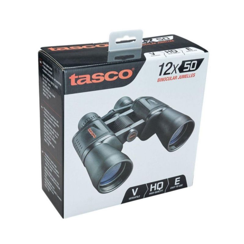 Binoculares Tasco Essentials 12x50 mm Prisma Porro BK7 Multicapa Gran Alcance para Observación de Fauna y Paisajes Negro
