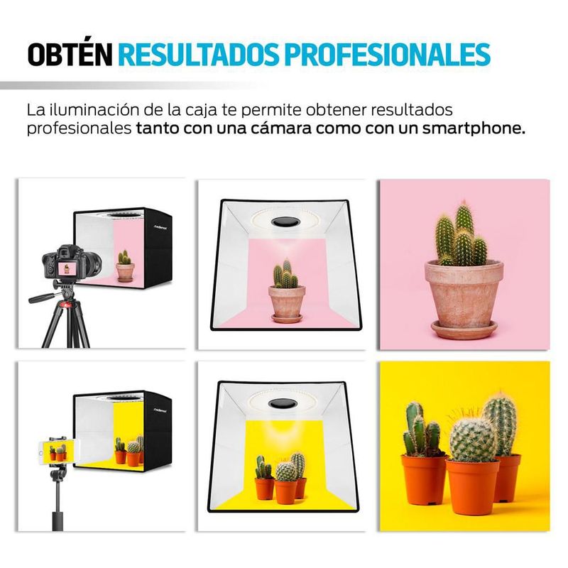 Caja de Luz para Fotografía Profesional con Aro de Luz 40x40 cm