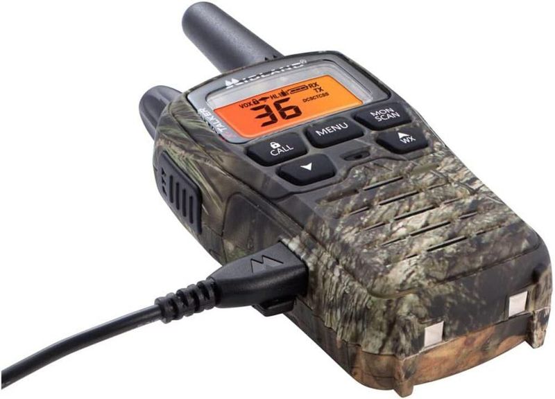 Radio bidireccional T75VP3 Midland de 36 Canales de Largo Alcance con 121 códigos de privacidad y alertas meteorológicas