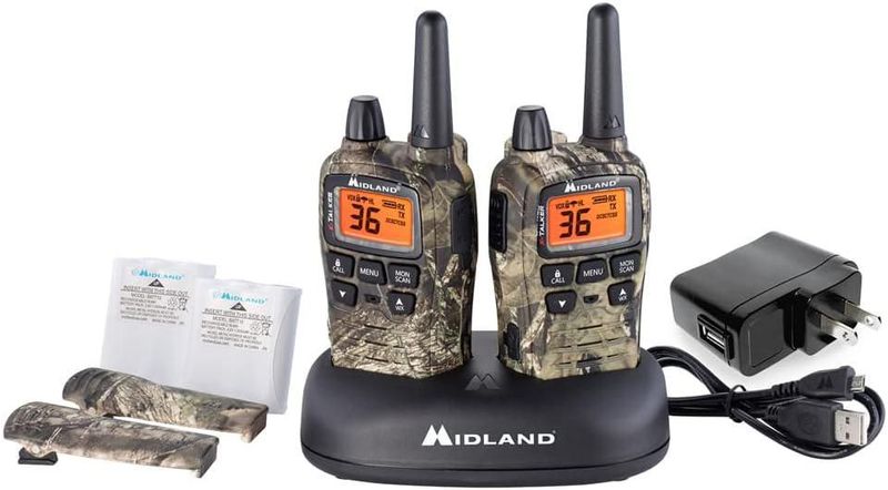 Radio bidireccional T75VP3 Midland de 36 Canales de Largo Alcance con 121 códigos de privacidad y alertas meteorológicas