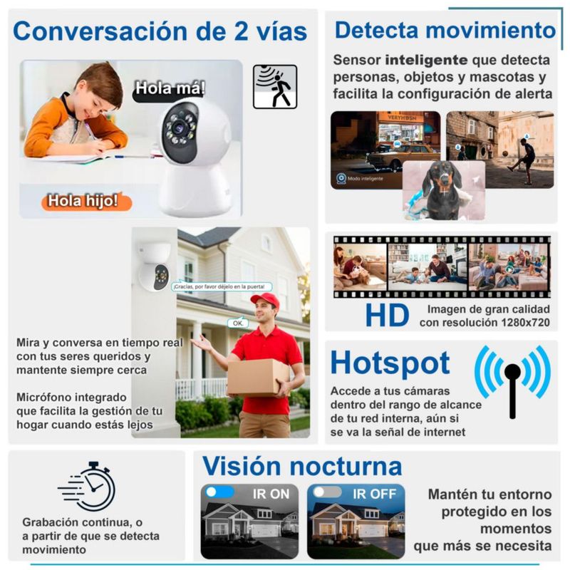 Vak Video Camara De Seguridad M10 Wifi Ia Luz Nocturna
