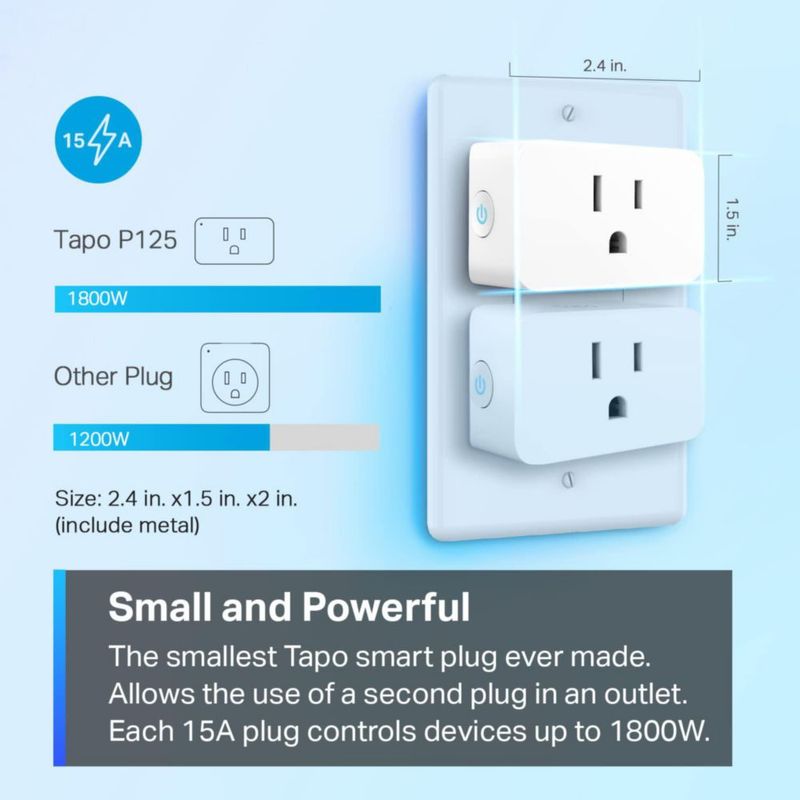 Smart Plug TP-Link Tapo P125 Apple HomeKit 15 A/1800 W blanco paquete de 2