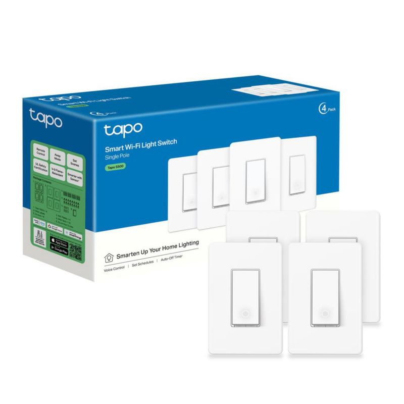 Interruptor de luz inteligente TP-Link Tapo S500 unipolar blanco paquete de 4