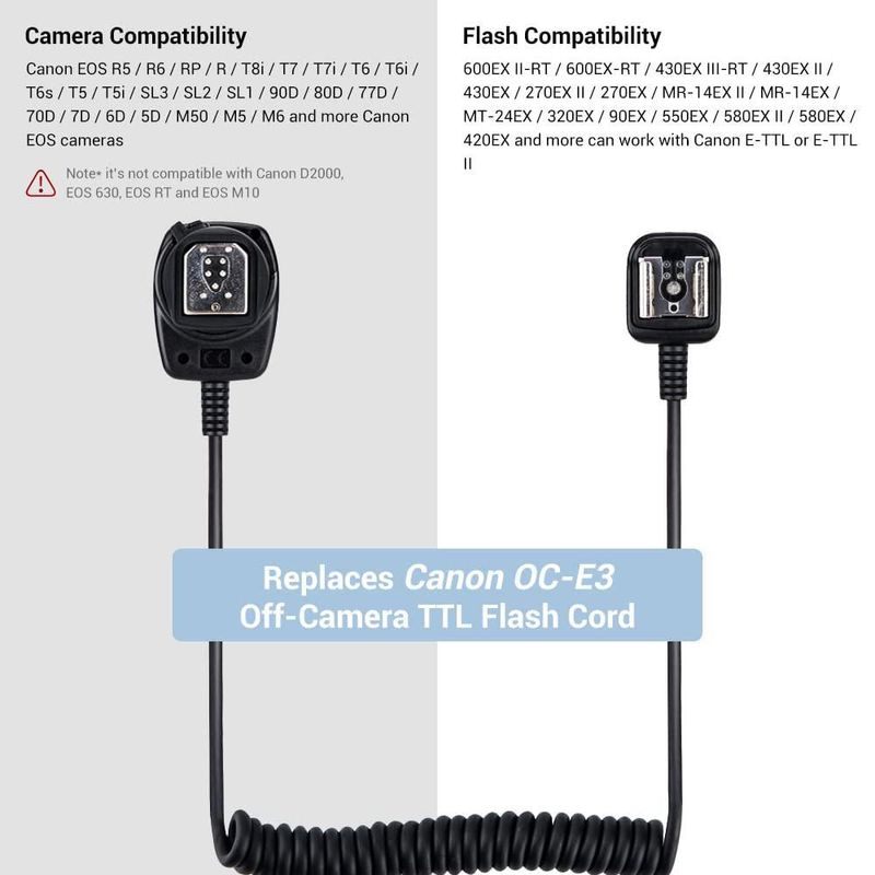 Cable TTL con flash fuera de cámara JJC para Canon R5 R6 RP