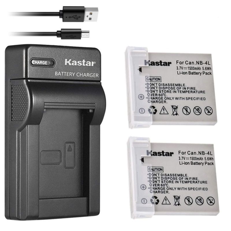 Cargador de baterías Kastar para NB-4L NB4L ELPH 100 300 310 330