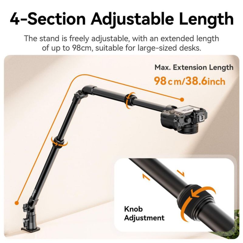 Soporte de escritorio para cámara ULANZI ZJ02 Overhead Magic Arm 98 cm