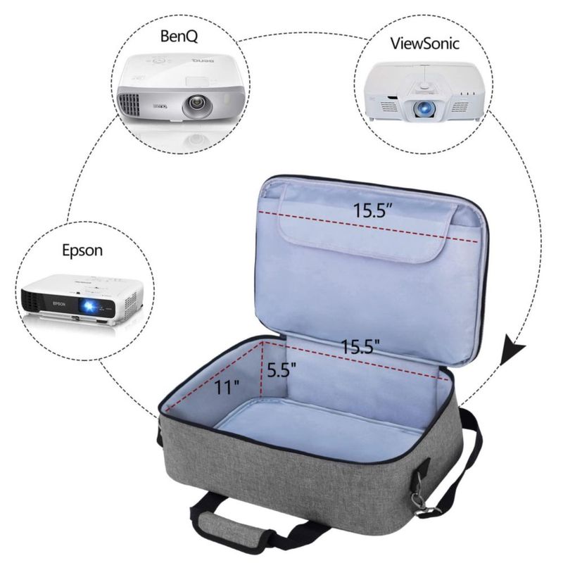 Funda para proyector Luxja con funda protectora para portátil color gris