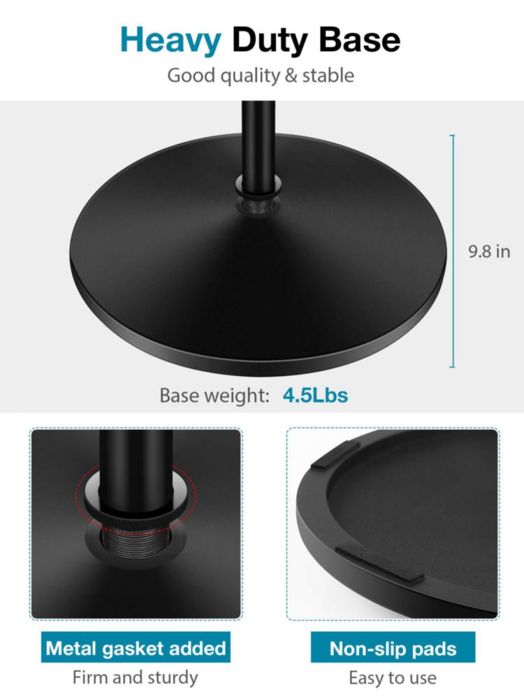 Soporte para micrófono Soporte de micrófono InnoGear con base pesada de 34 a 60 pulgadas