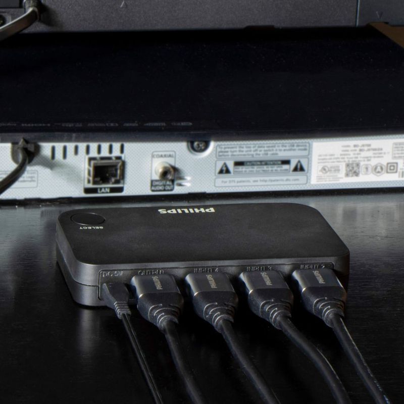 Conmutador HDMI Philips SWV9484B/27 para 4 dispositivos con control remoto inalámbrico