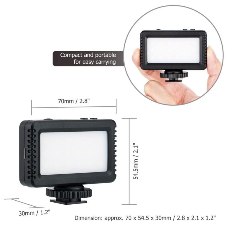Luz LED de vídeo KIWIFOTOS Mini para Sony ZV-E10 II ZVE10 ZV-1F
