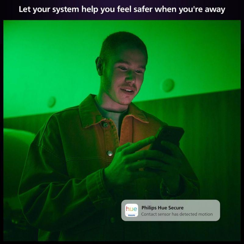 Sensor de contacto inteligente Philips Hue Secure blanco 1 paquete hecho para puertas y ventanas interiores requiere Hue Bridge funciona con la