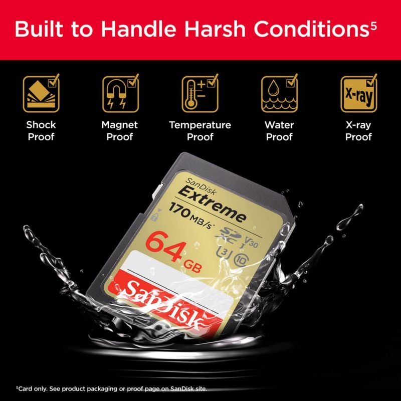 Tarjeta de memoria SanDisk Extreme SDXC 64GB UHS-I C10 U3 V30