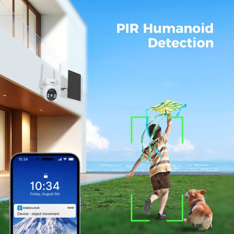 Cámara de seguridad Hiseeu Solar Outdoor 4MP inalámbrica 2.4G WiFi