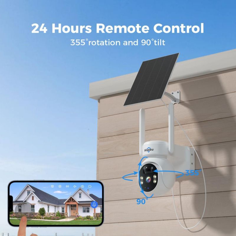 Cámara de seguridad Hiseeu Solar Outdoor 4MP inalámbrica 2.4G WiFi
