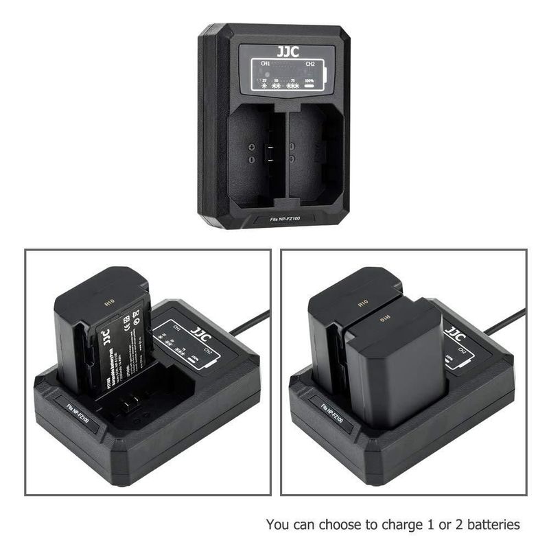 Cargador de batería JJC NP-FZ100 USB de doble ranura para cámaras Sony