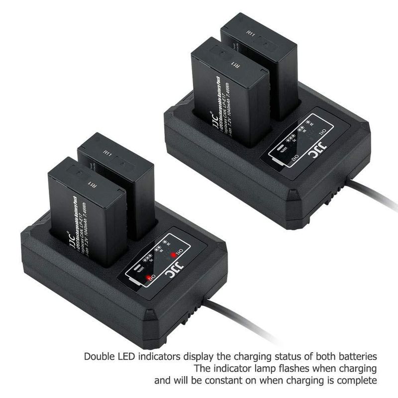 Cargador de batería JJC LP-E17 USB de doble ranura para cámaras Canon