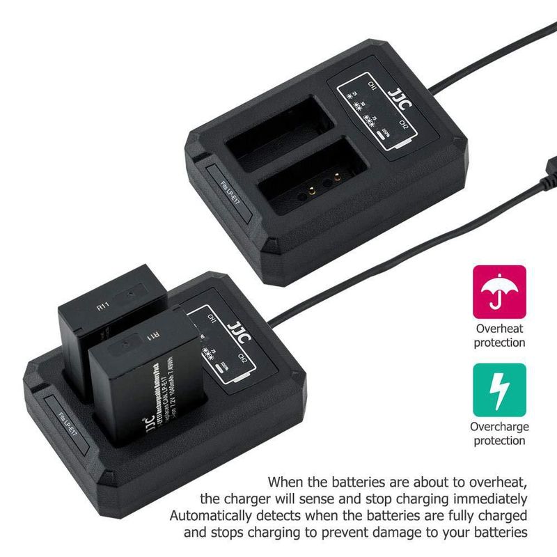 Cargador de batería JJC LP-E17 USB de doble ranura para cámaras Canon