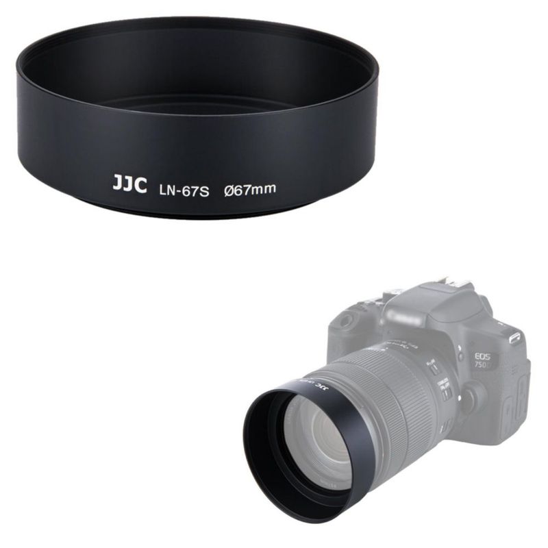 Parasol de lente JJC estándar de aluminio metálico de 67 mm para Nikon Canon