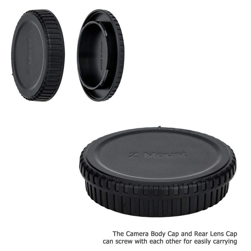 Tapa de cuerpo y tapa de lente trasera para cámara Nikon con montura Z (paquete de 2)