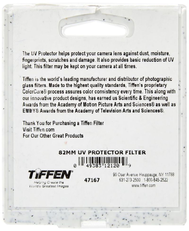 Filtro de Protección UV Tiffen 82UVP Slim 82mm para Lente de Cámara