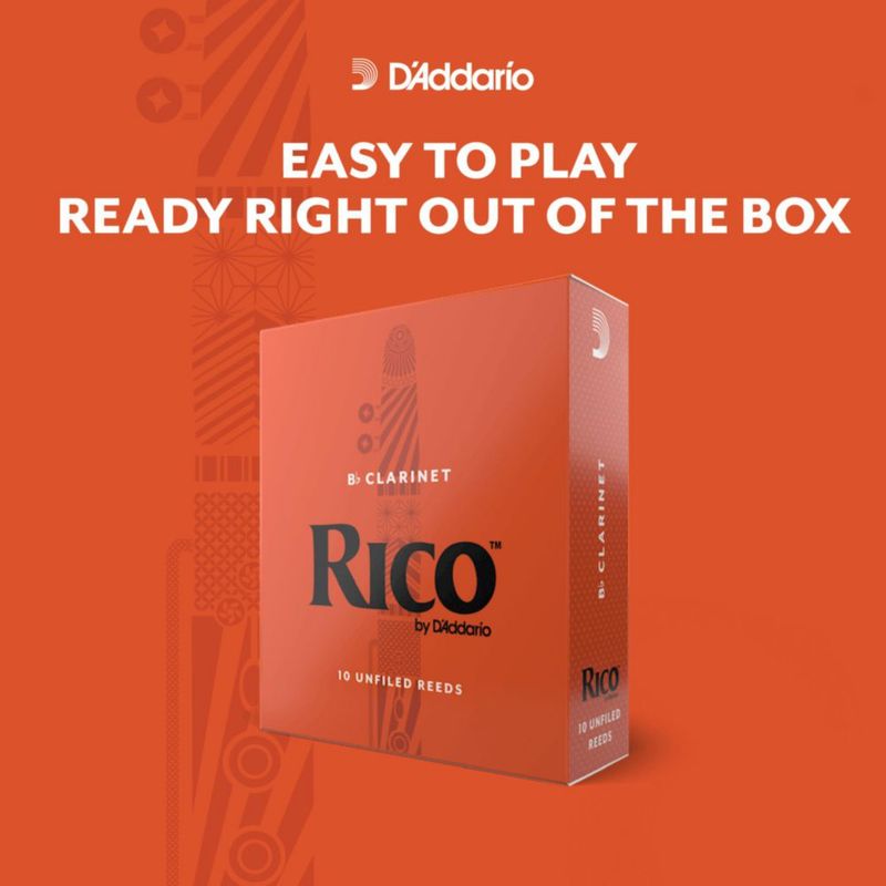 Cañas para clarinete bajo D'Addario Woodwinds Rico REA1030 3.0 paquete de 10