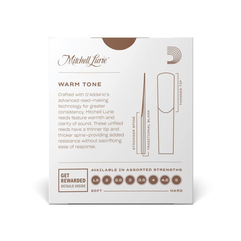 Cañas para clarinete D'Addario Mitchell Lurie Bb Strength 2 x10
