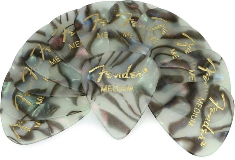 Púas de guitarra Fender Premium Celluloid 351 Shape Abalone M 12P
