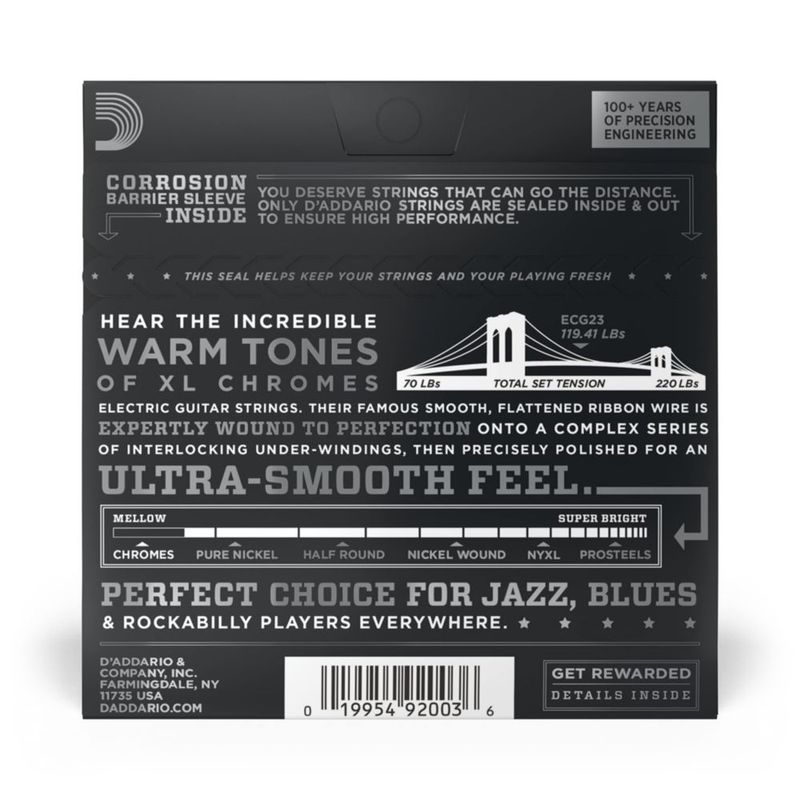 Cuerdas para guitarra D'Addario XL Chromes Electric Flat Wound ECG23