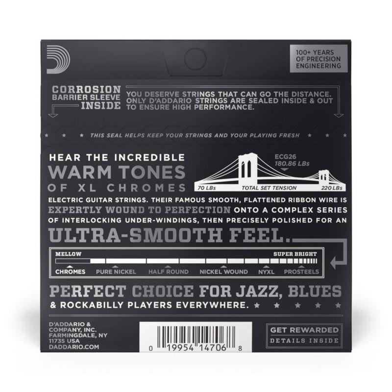 Cuerdas para guitarra eléctrica D'Addario XL Chromes ECG26 Medium