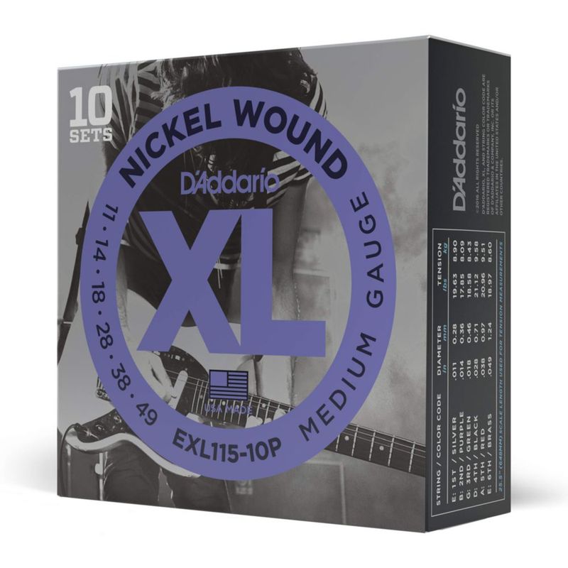 Cuerdas para guitarra D'Addario XL Nickel Electric EXL115-10P paquete de 10