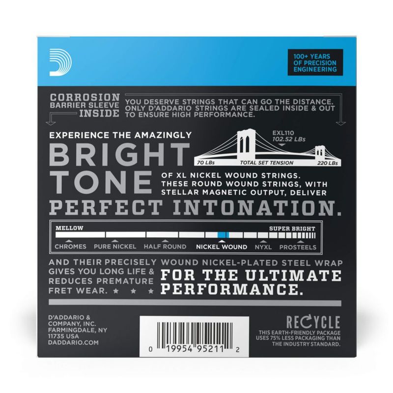 Cuerdas para guitarra D'Addario XL Nickel Electric EXL110-10P paquete de 10