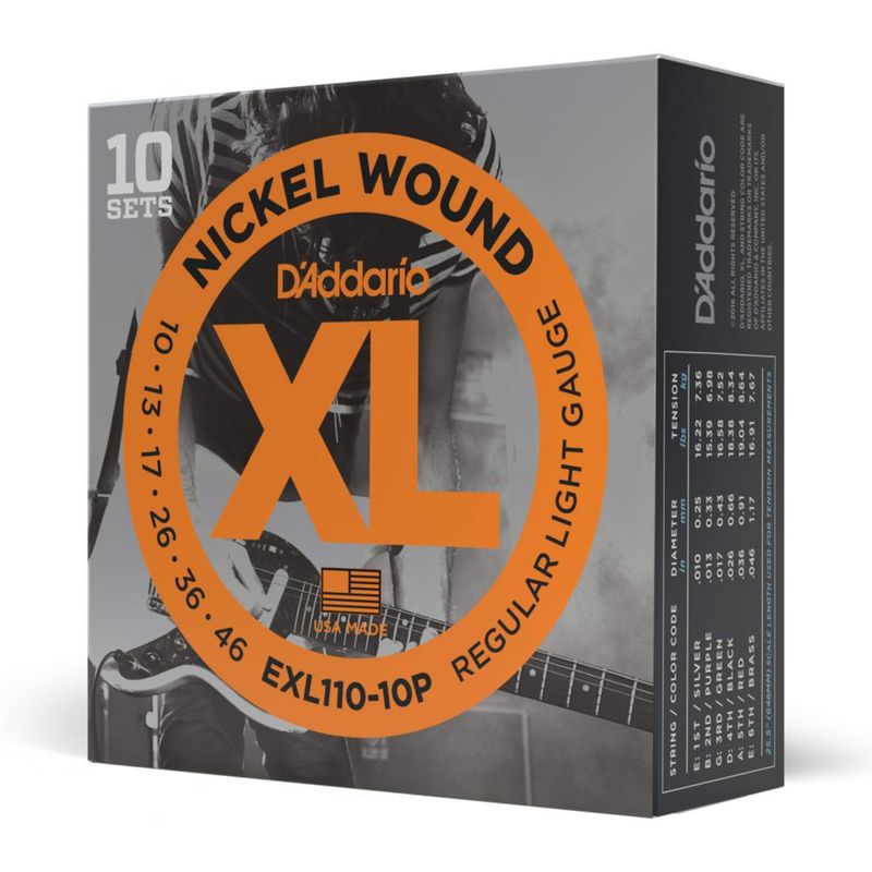Cuerdas para guitarra D'Addario XL Nickel Electric EXL110-10P paquete de 10