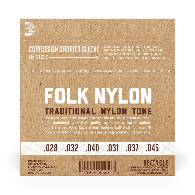 Cuerdas para guitarra D'Addario Classic Folk Nylon Ball-end EJ33