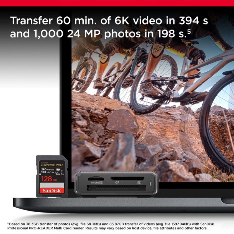 Tarjeta de memoria SanDisk Extreme PRO SDXC 128GB C10 U3 V60 6K