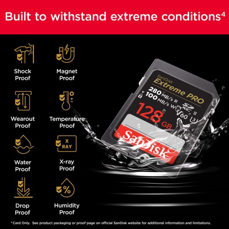Tarjeta de memoria SanDisk Extreme PRO SDXC 128GB C10 U3 V60 6K