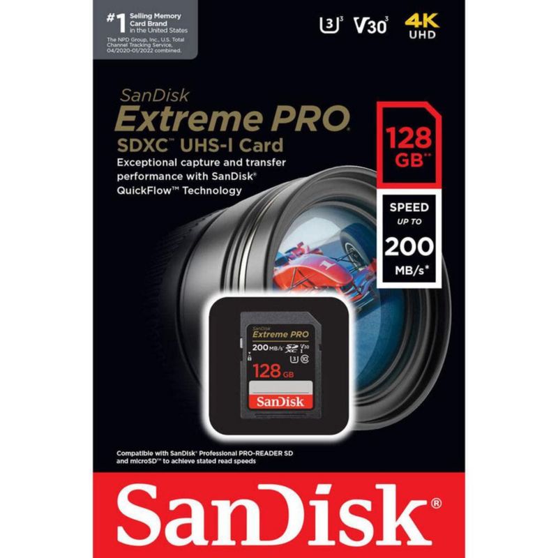 Tarjeta de memoria SanDisk Extreme PRO 128GB UHS-I U3 SDXC