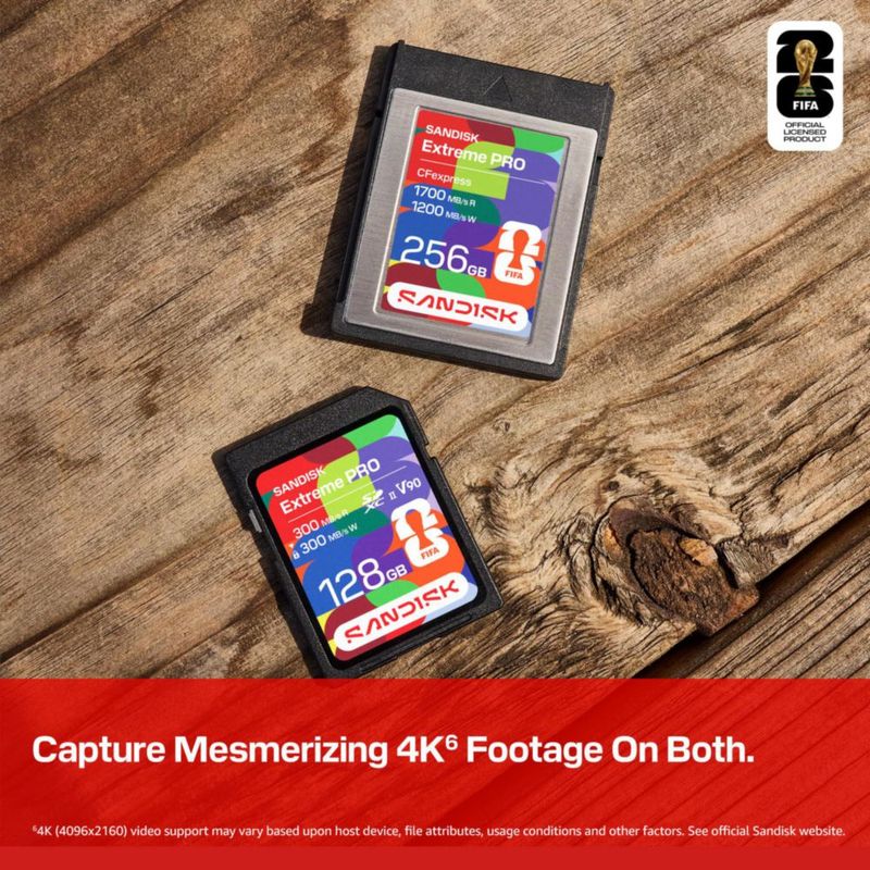 Tarjeta SD Sandisk 128 GB UHS-II V90 Copa Mundial de la FIFA 2026 Ed.