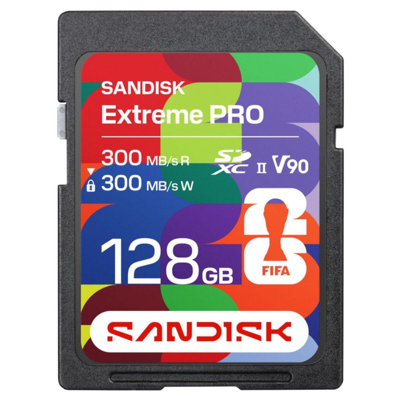 Tarjeta SD Sandisk 128 GB UHS-II V90 Copa Mundial de la FIFA 2026 Ed.