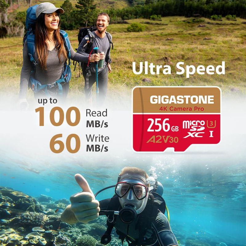 Tarjeta microSD Gigastone 256 GB A2 V30 UHS-I U3 100 MB/s