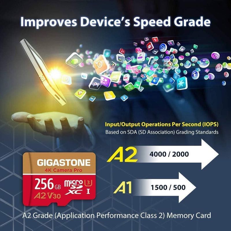 Tarjeta microSD Gigastone 256 GB A2 V30 UHS-I U3 100 MB/s