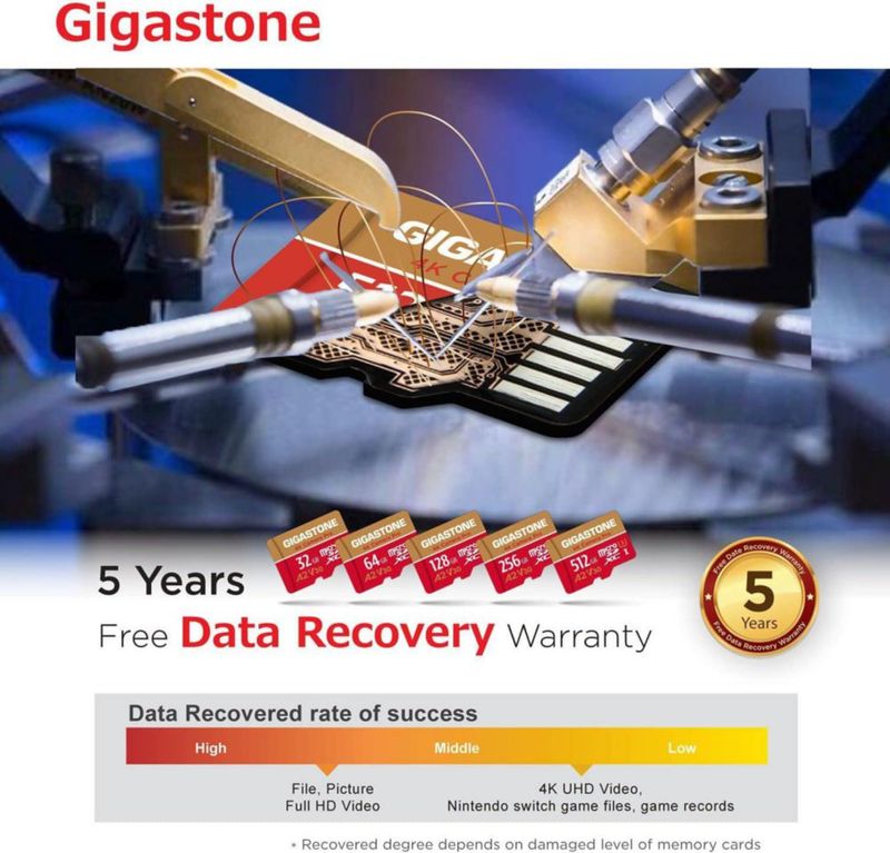 Tarjeta microSD Gigastone 256 GB A2 V30 UHS-I U3 100 MB/s