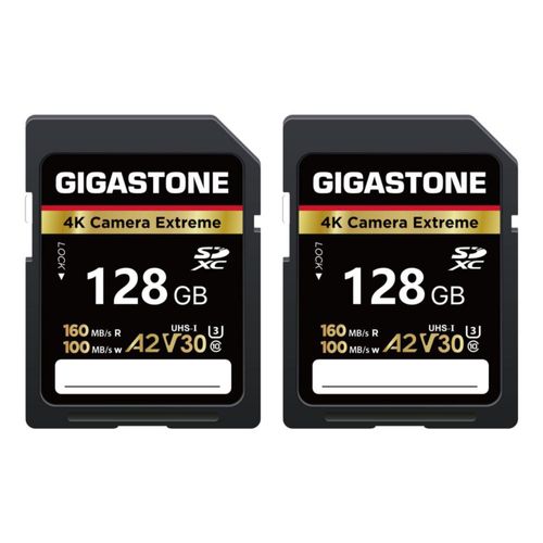 Tarjeta SD GIGASTONE 128 GB (2 unidades) UHS‑I A2 V30 170 MB/s