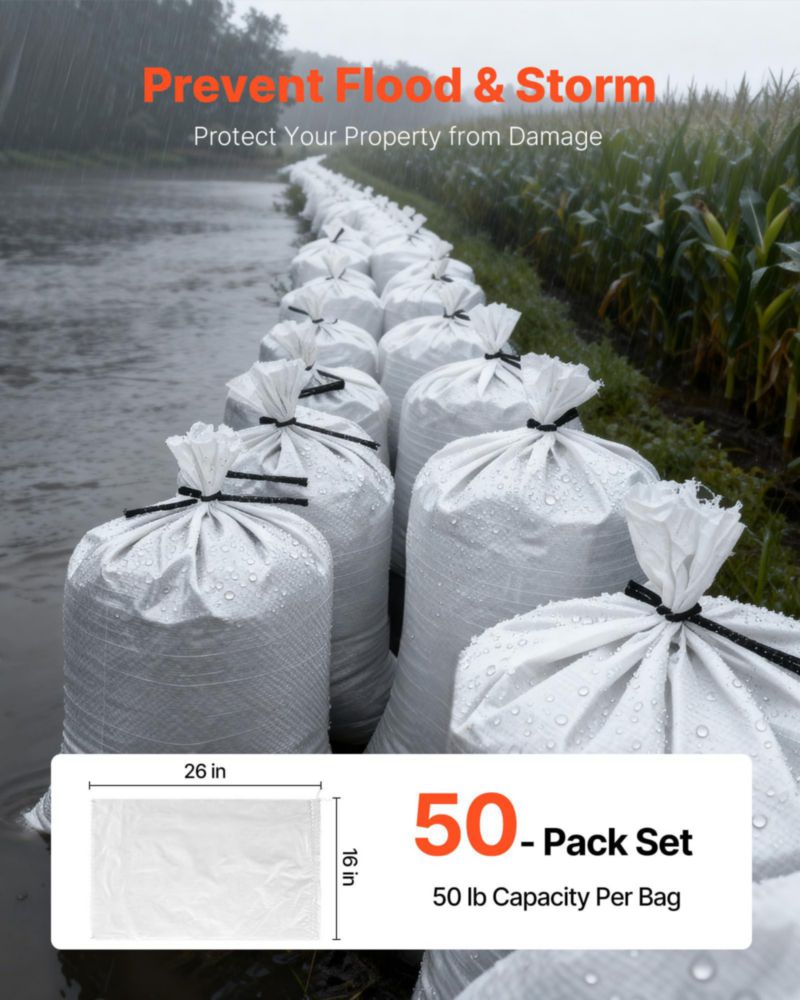 Bolsas de Arena VEVOR Paquete de 50 36x66 cm Resistente a UV 22.5 kg