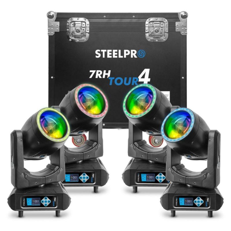 Case 4 Cabezas Moviles Beam 7RH-TOUR4 + Arcoiris Compacta Steelpro