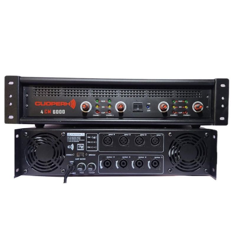Amplificador profesional cuoperh 4 canales x 300w rms 4cm6000
