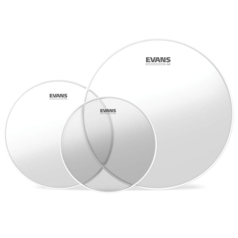 Paquete Drum Heads Evans G2 transparente estándar (30 cm 33 cm 40 cm)