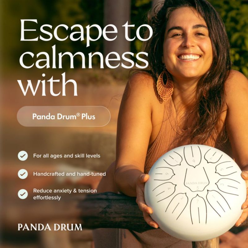 Sartén con lengüeta de acero Panda Drum Plus 11 pulgadas 432 Hz color blanco