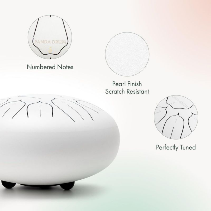 Sartén con lengüeta de acero Panda Drum Plus 11 pulgadas 432 Hz color blanco